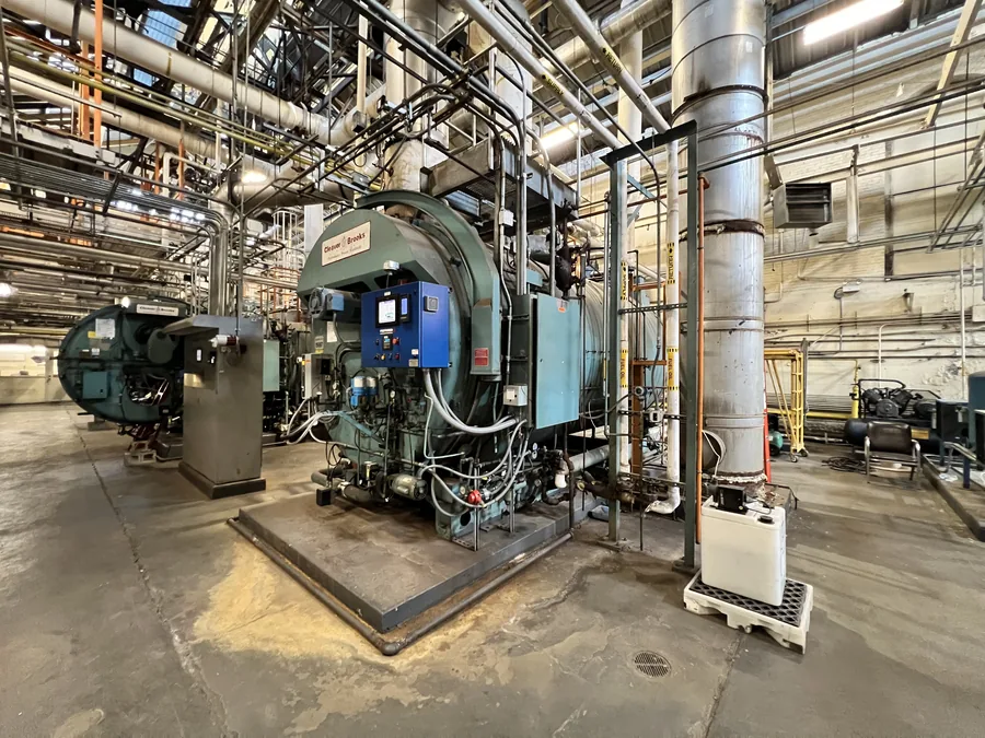 Cleaver-Brooks boiler burner and control panel checked during preventive maintenance in NYC