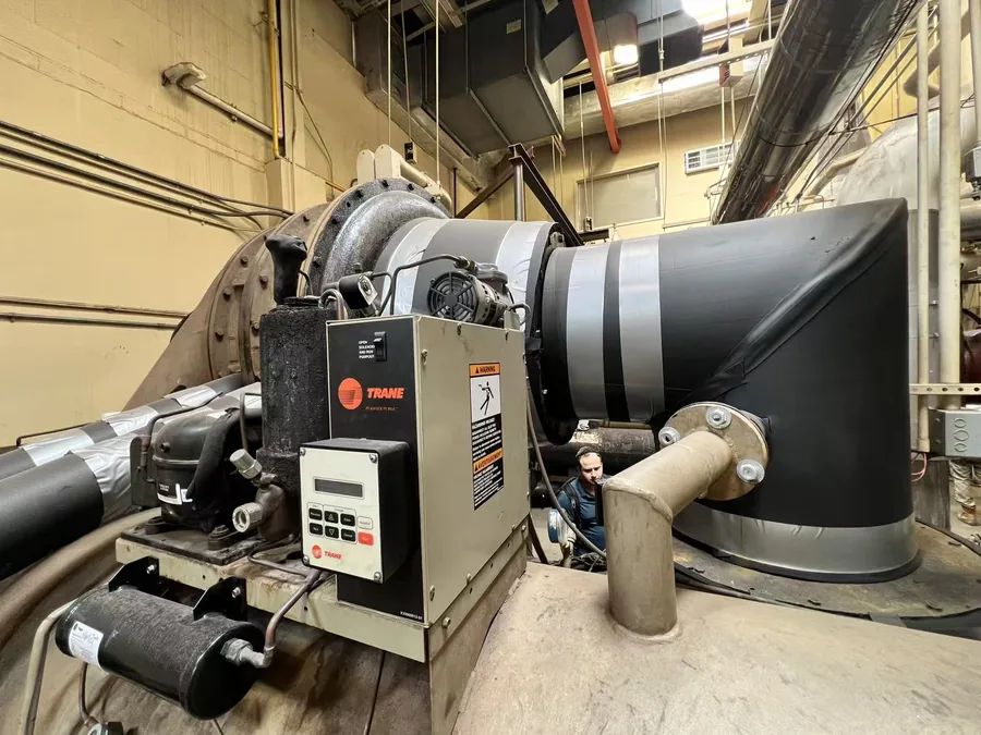 Centrifugal chiller compressor and motor serviced by JJR Mechanical in New York City